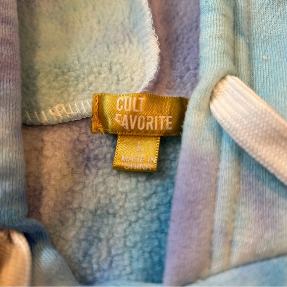 Blue and Purple Tie Dye Hoodie “Good Vibes” Melting Smiley Face - Picture 6 of 6